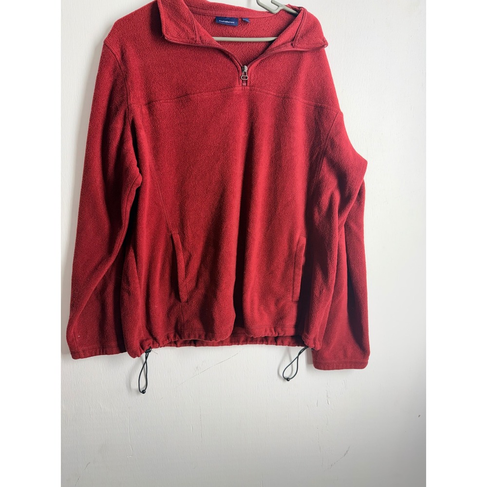 Croft & Barrow Mens Red Quarter Zip Fleece Pullover Jacket Size Large L Pocket